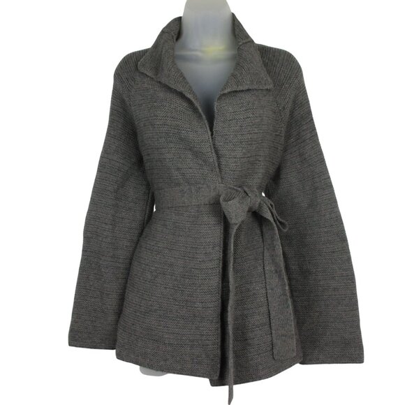 Boden Cardigan Wool Alpaca Blend Belted Gray Size 8 Town & Country Quality - Picture 1 of 8